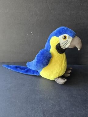 Blue Yellow Parrot Macaw Plush Stuffed Animal Bird Toy Long Tail Wild Republic